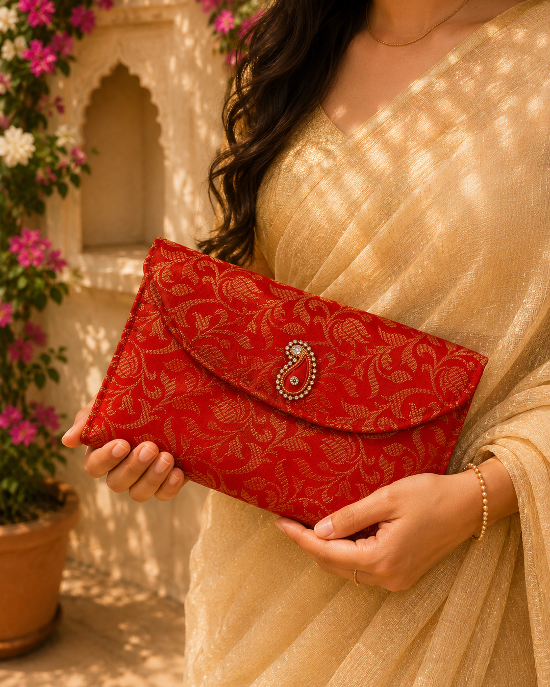 Laal Gulab Handcrafted Clutch
