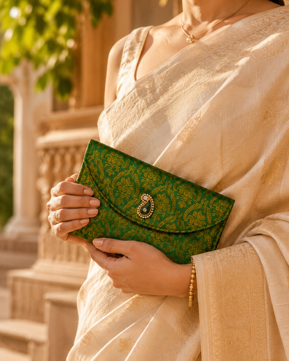 Emerald Gold Handcrafted Clutch