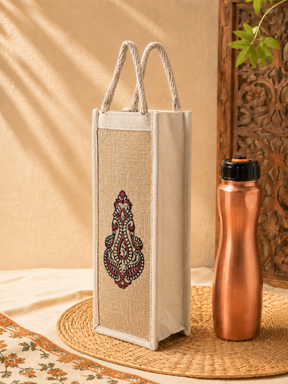 Maroon Paisley Handmade Water Bottle Cover