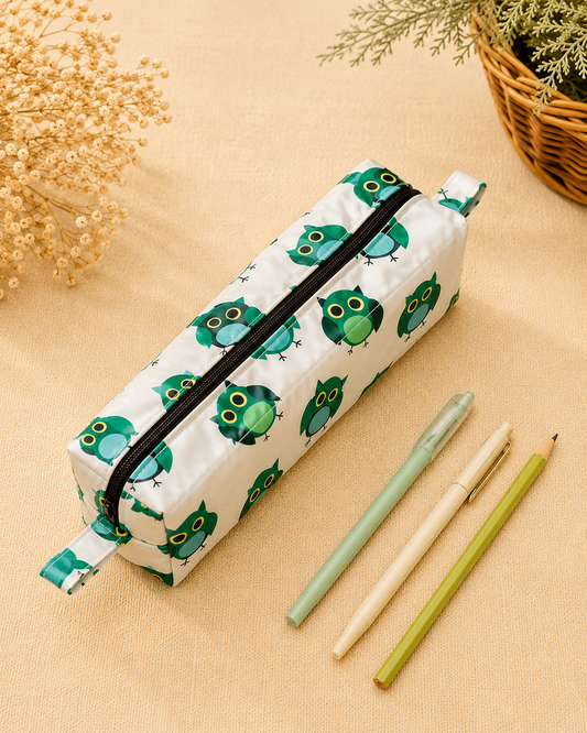 Handcrafted Owl Print Pencil Box
