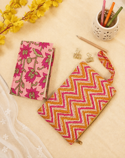 Lotus Print Diary & Pencil Pouch Desk Calm Set