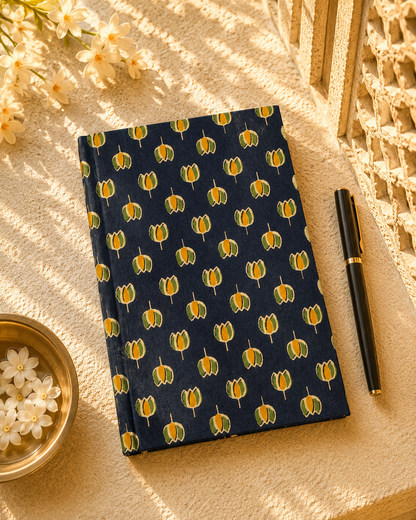 Handcrafted Indigo Floral Print A5 Diary