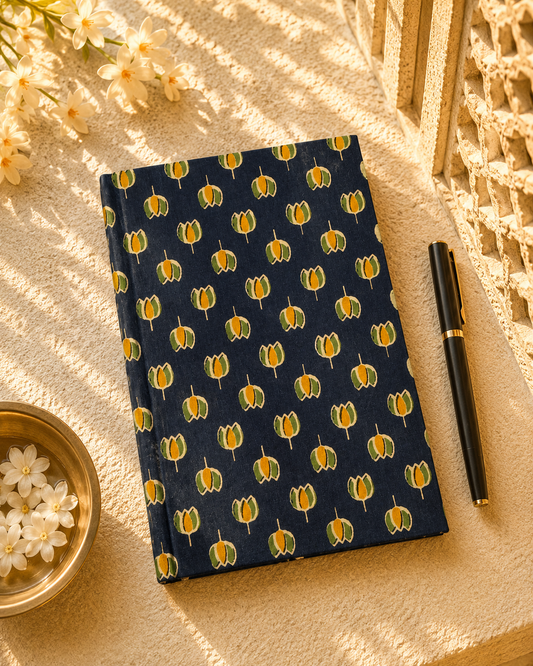 Handcrafted Indigo Floral Print A5 Diary