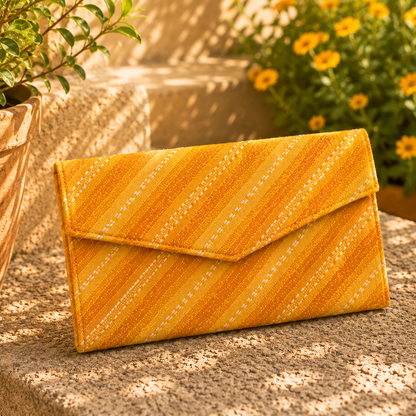 Yellow Bandhani Print Cotton Clutch