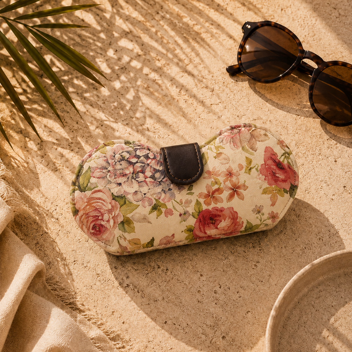 Vintage Floral Print Handmade Sunglass Case