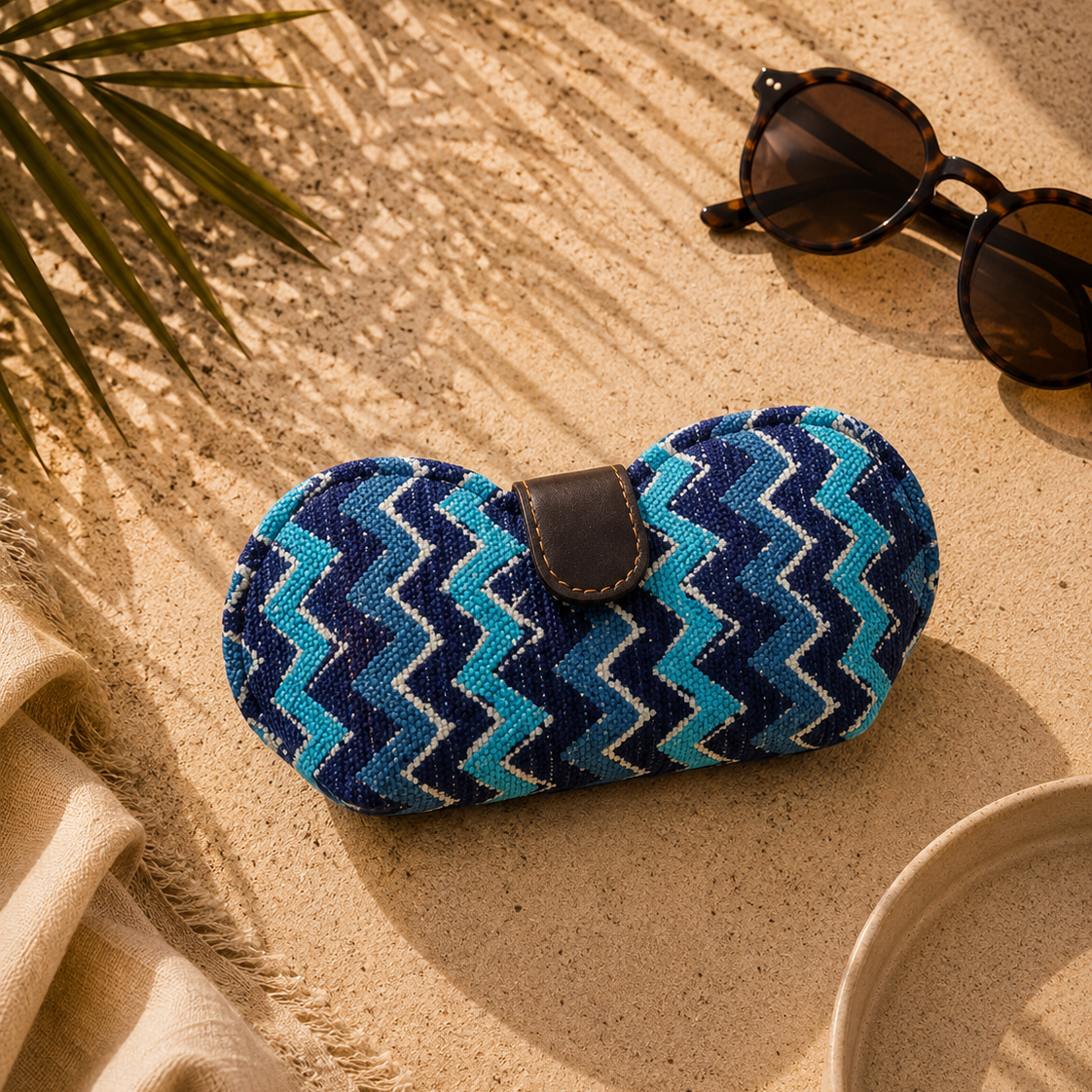 Blue Kantha Print Handmade Sunglass Case
