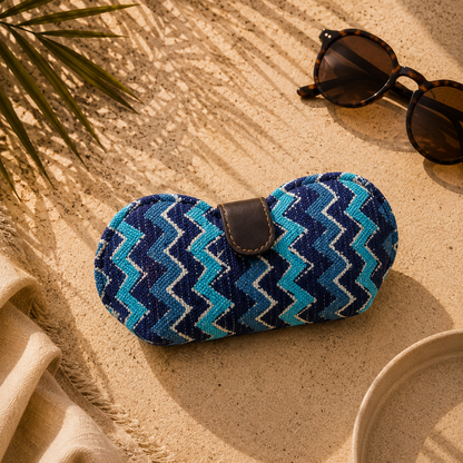 Blue Kantha Print Handmade Sunglass Case