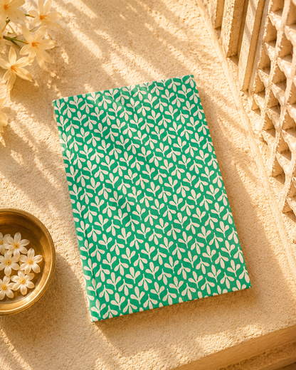 Handcrafted Green Leaf Print A5 Diary