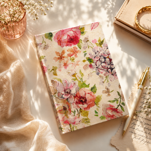 Floral Print Cream Handmade Diary