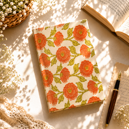 Floral Print Cream Handmade Diary