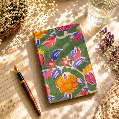 Floral Print Green Handmade Diary