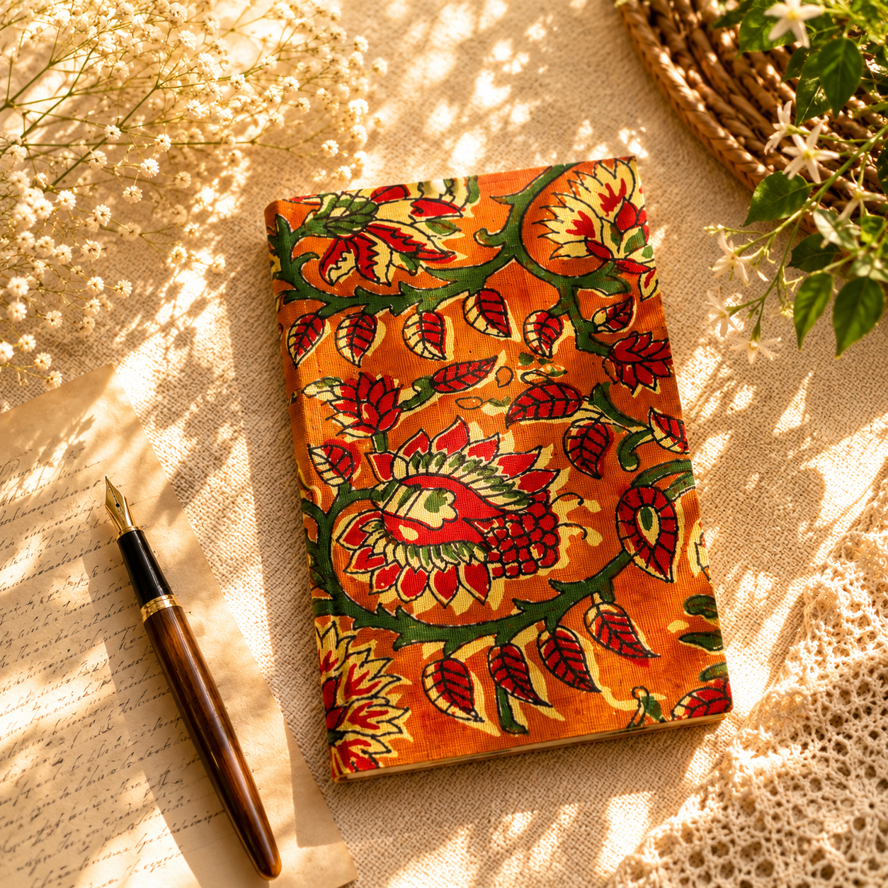 Kalamkari Print Mustard Handmade Diary