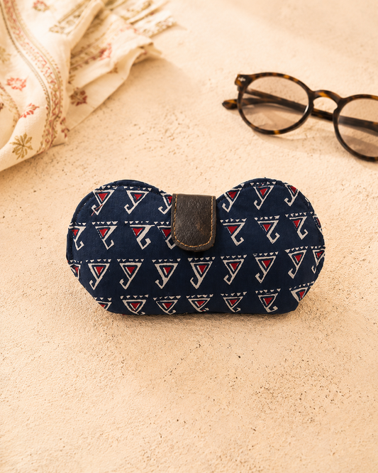 Blue & Red Triangle Motif Handmade Sunglass Case