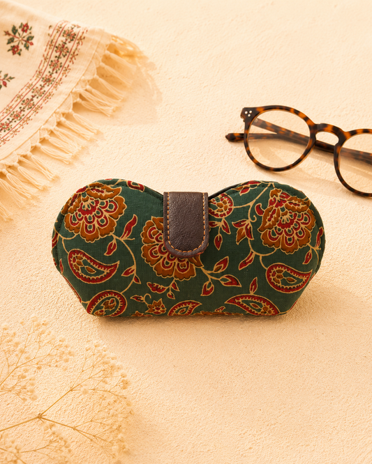 Kalamkari Green Print Handmade Sunglass Case