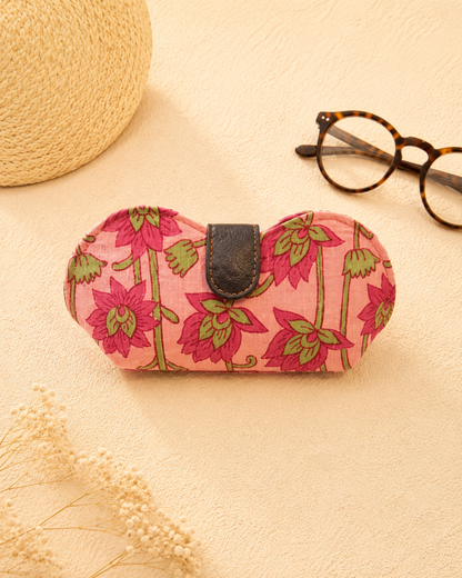 Pichwai Pink Lotus Print Handmade Sunglass Case