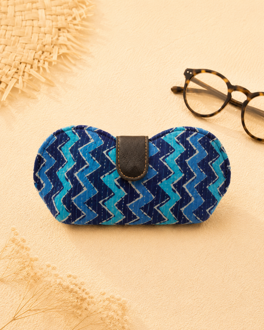Blue Kantha Print Handmade Sunglass Case