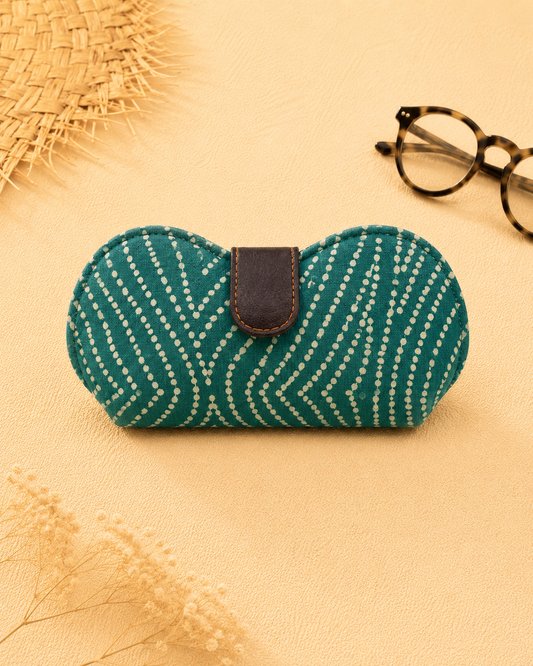Green Bandhani Print Handmade Sunglass Case