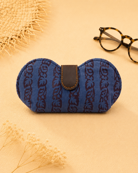 Indigo Vine Print Handmade Sunglass Case