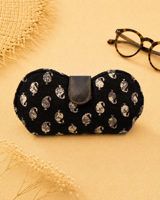 Black Bagh Print Handmade Sunglass Case