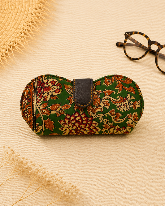 Kalamkari Print Green Handmade Sunglass Case