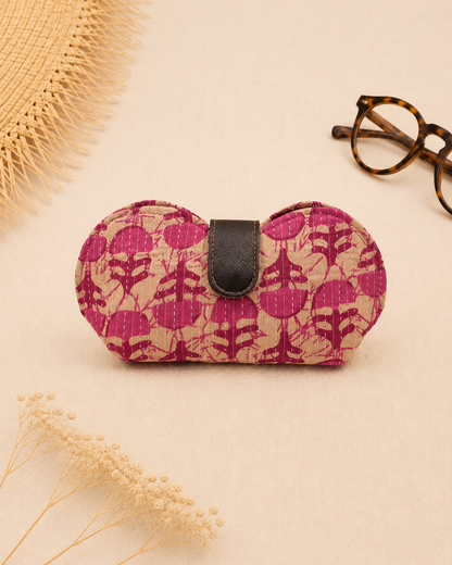 Kantha Print Fuchsia Pink Handmade Sunglass Case