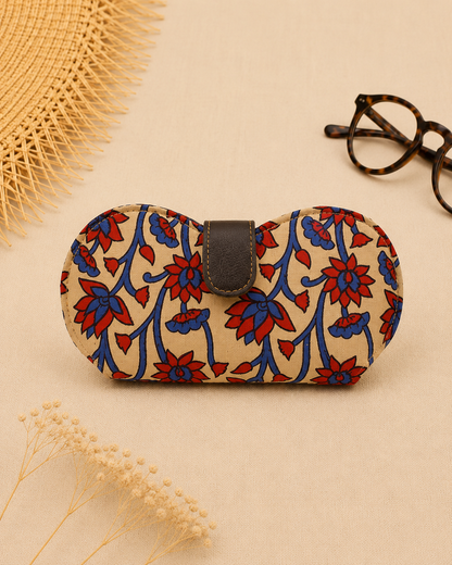 Sanganeri Print Cream Handmade Sunglass Case