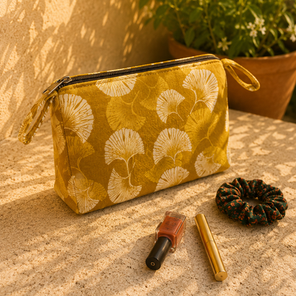 Yellow Floral Print Cotton Utility Kit