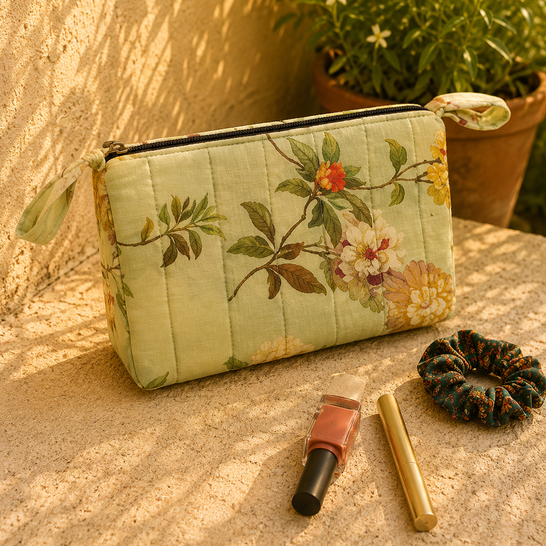 Floral Print Cotton Pouch Kit