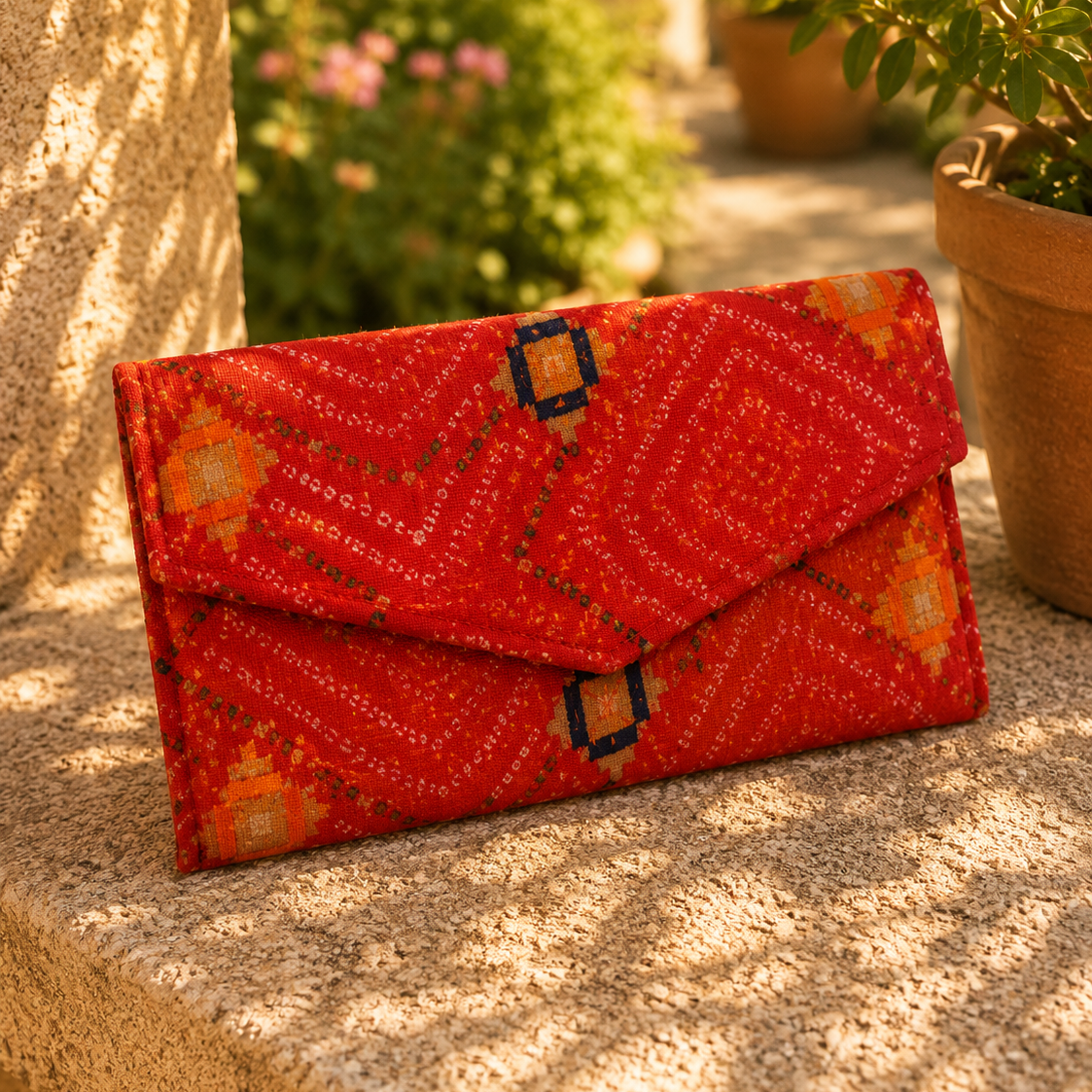 Warli Print Cotton Clutch