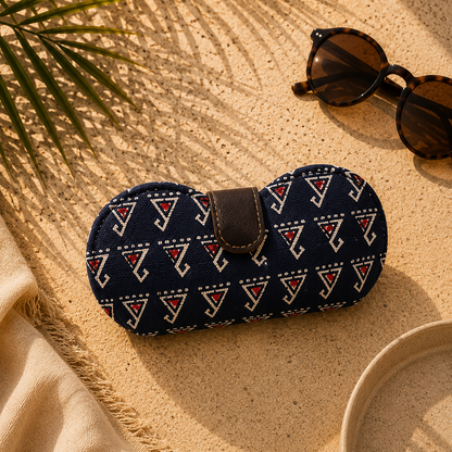 Blue & Red Triangle Motif Handmade Sunglass Case
