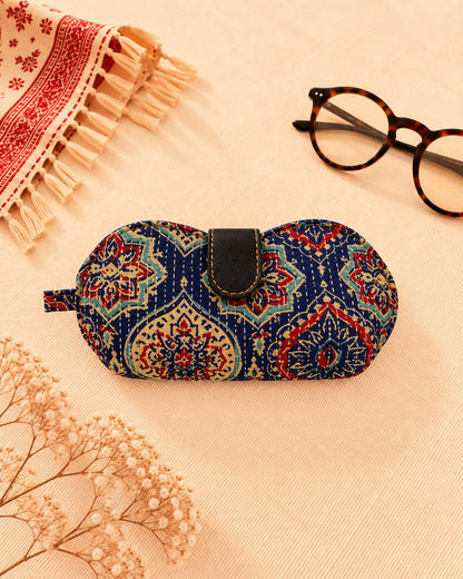 Kalamkari Print Blue & Red Handmade Sunglass Case