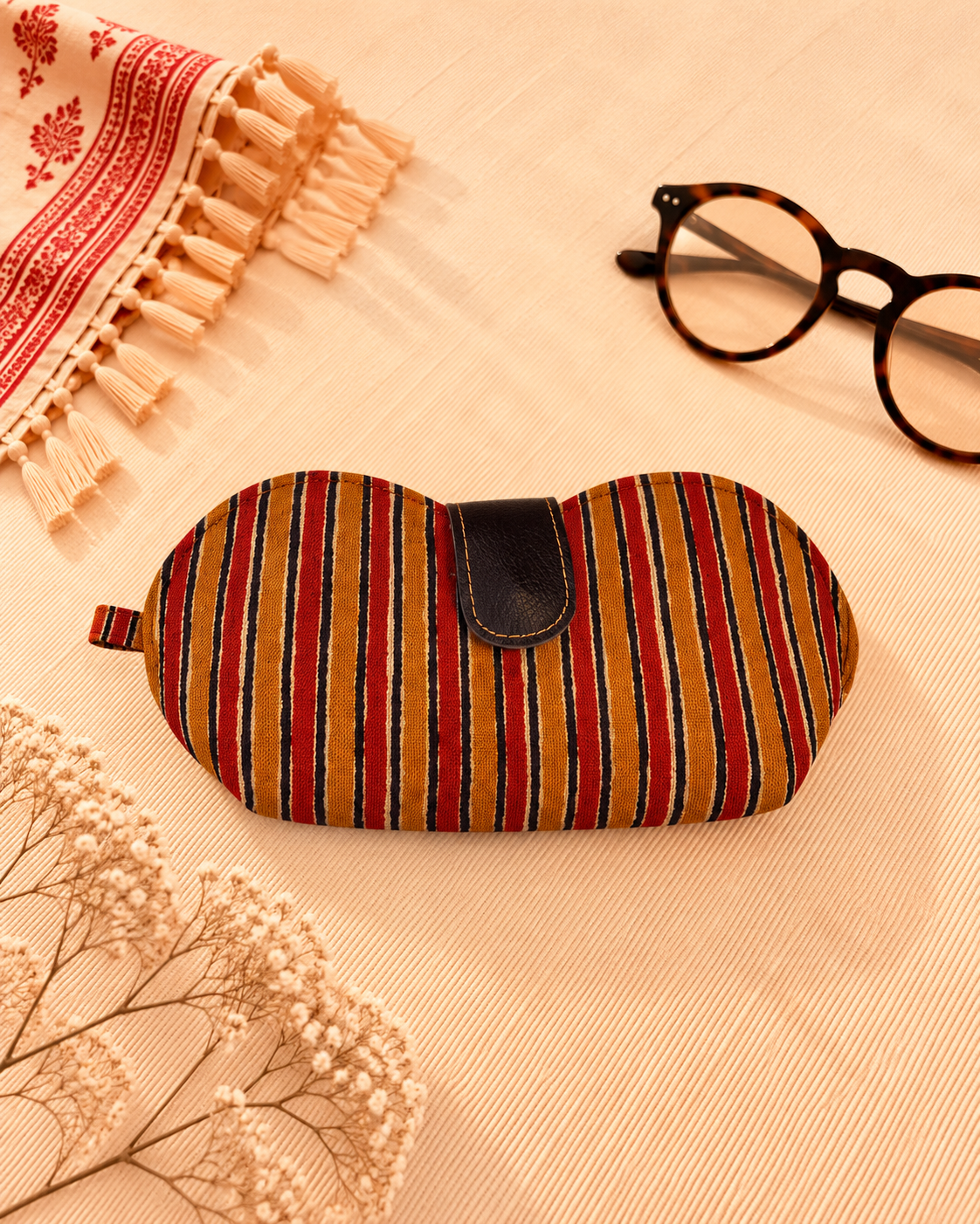 Multicolour Striped Handmade Sunglass Case