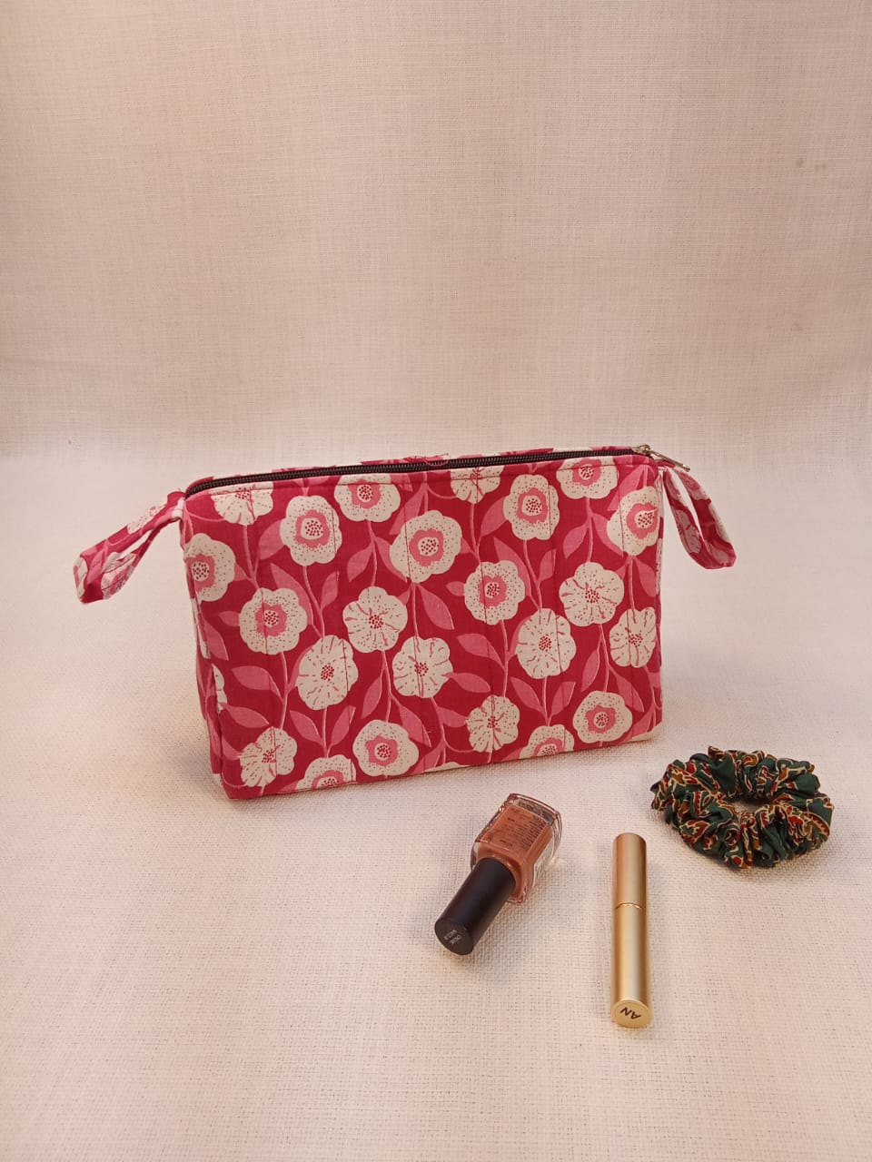 Red Floral Print Cotton Utility Kit