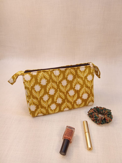 Mustard Floral Print Cotton Utility Kit