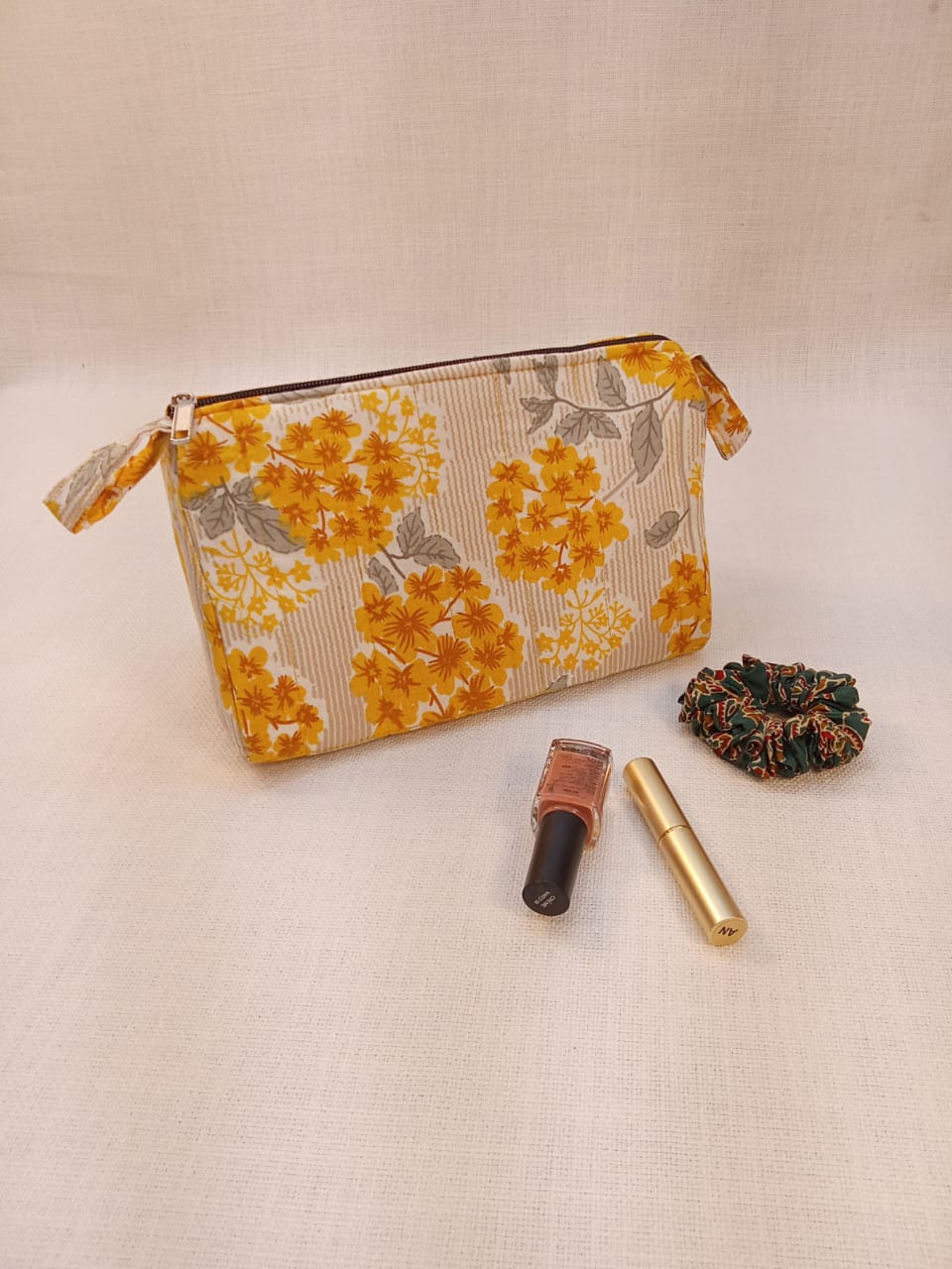 Yellow Floral Print Cotton Utility Kit