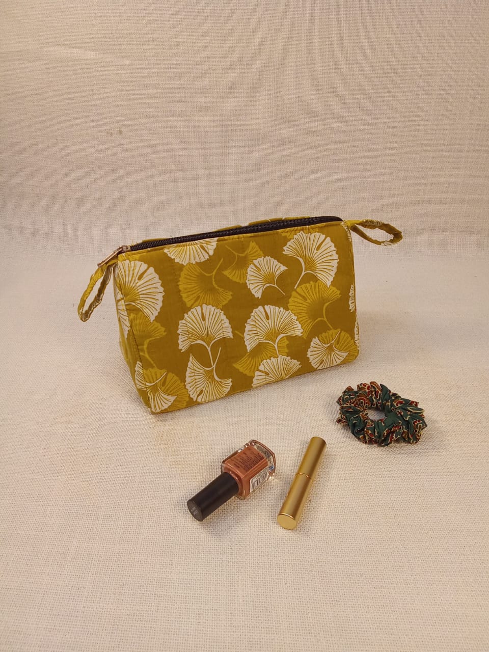Yellow Floral Print Cotton Utility Kit