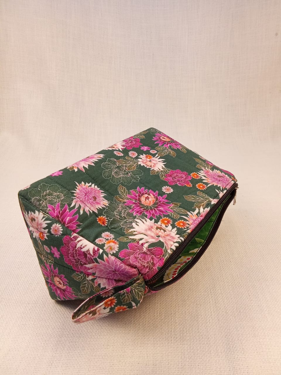 Dark Green Multicolor Floral Print Cotton Utility Kit