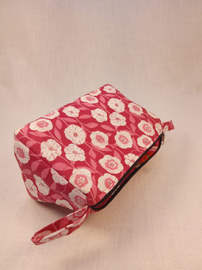 Red Floral Print Cotton Utility Kit