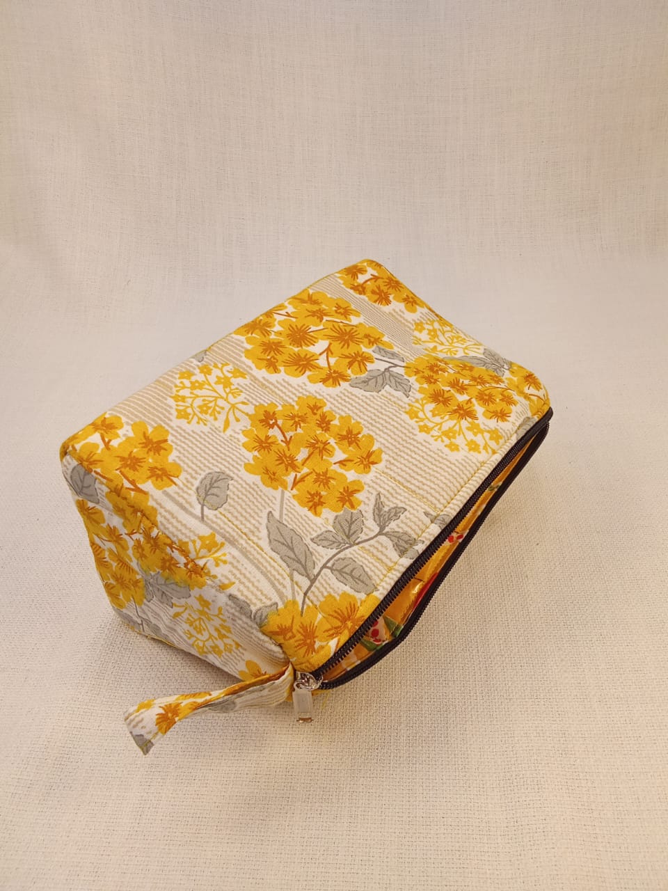 Yellow Floral Print Cotton Utility Kit