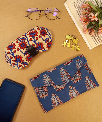 Sangneri Print Sunglass Case & Geometric Block Print Clutch Set