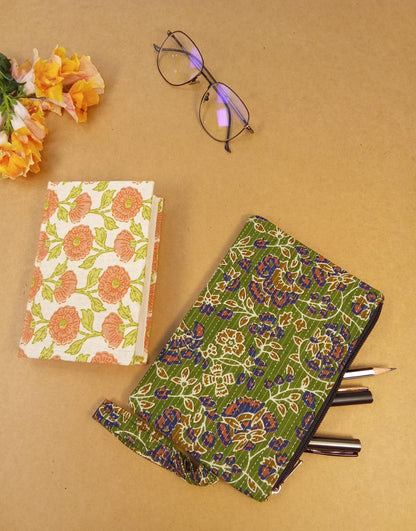 Floral Diary & Kalamkari Pouch Desk Calm Set