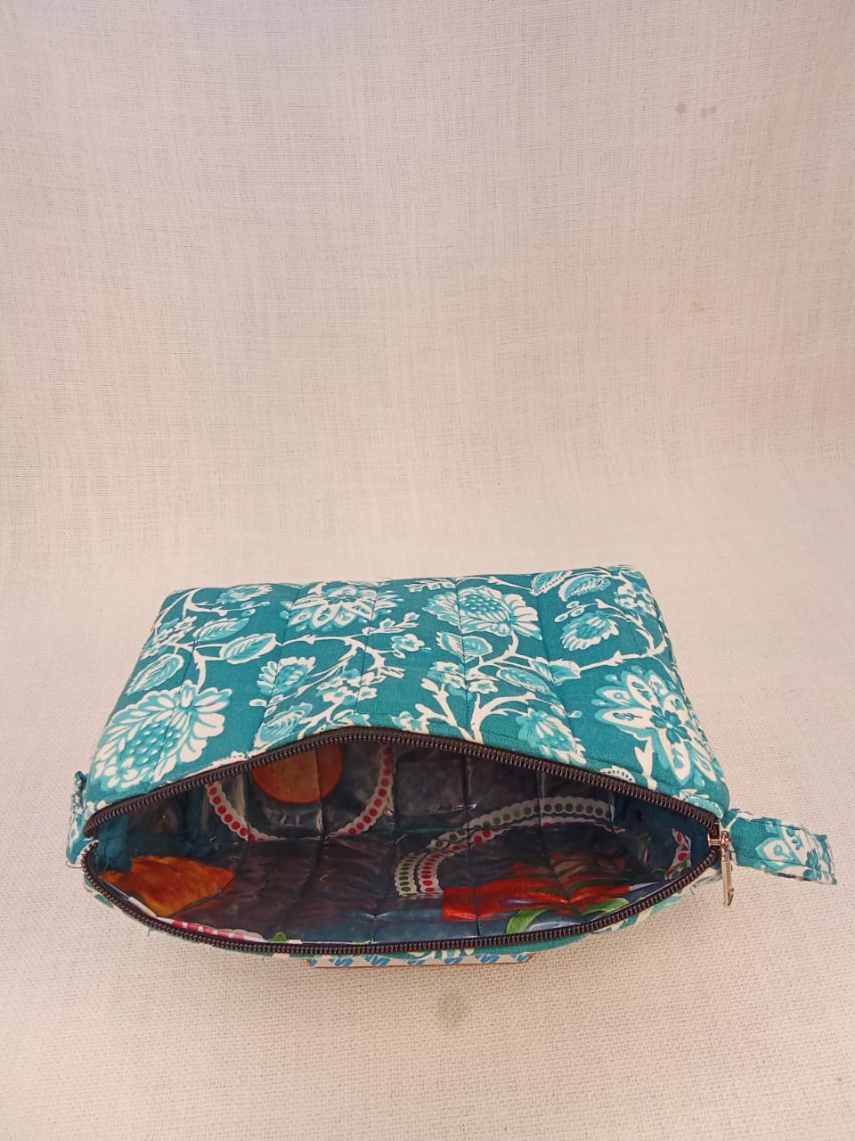 Teal Floral Print Cotton Utility Kit
