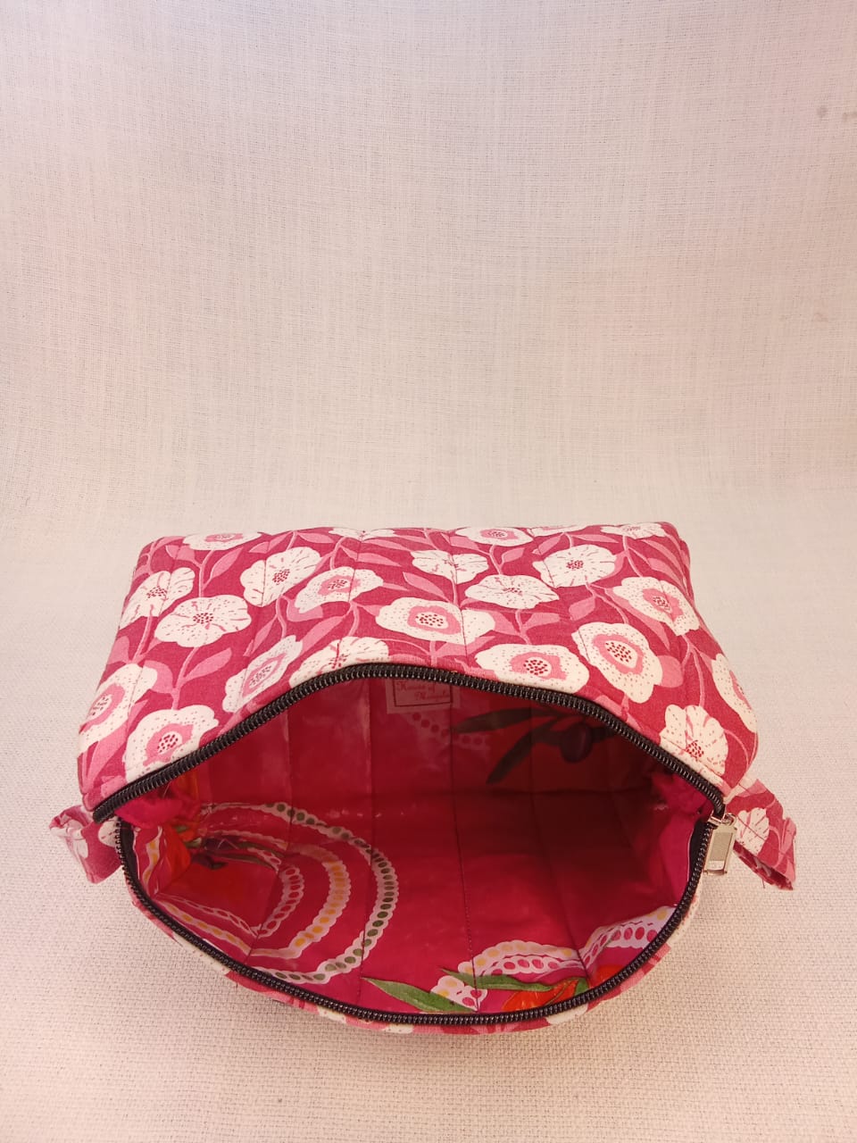 Red Floral Print Cotton Utility Kit
