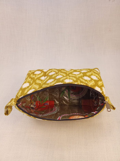 Yellow Floral Print Cotton Utility Kit