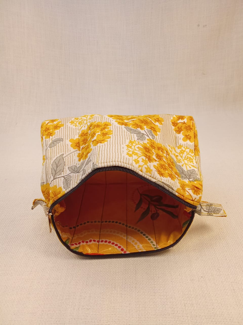 Yellow Floral Print Cotton Utility Kit