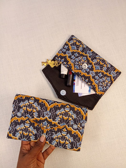 Floral Block Print Cotton Clutch