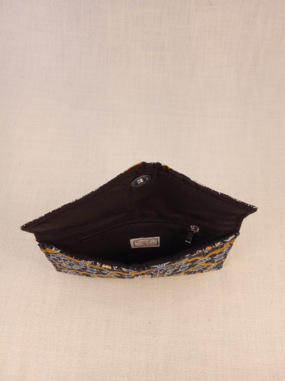 Floral Block Print Cotton Clutch
