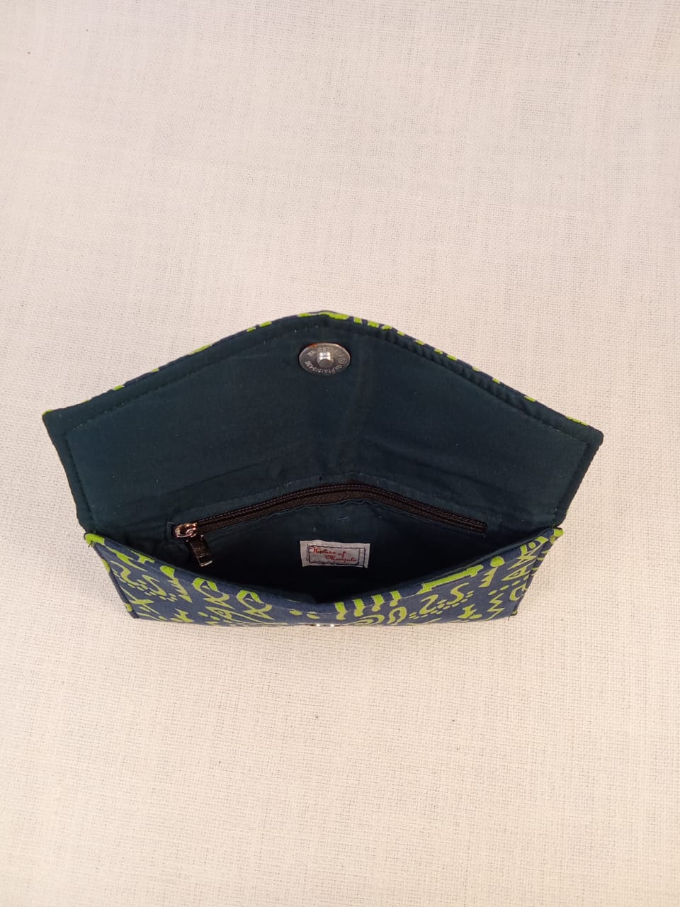 Warli Green Cotton Clutch