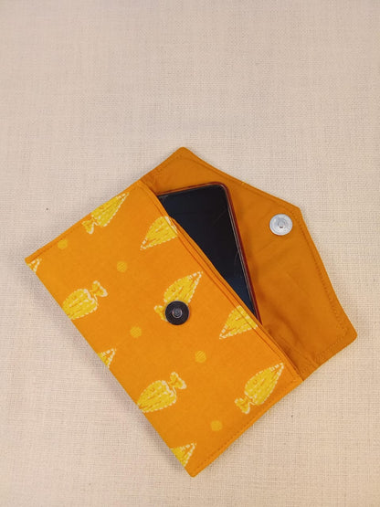 Mustard Block Print Cotton Clutch