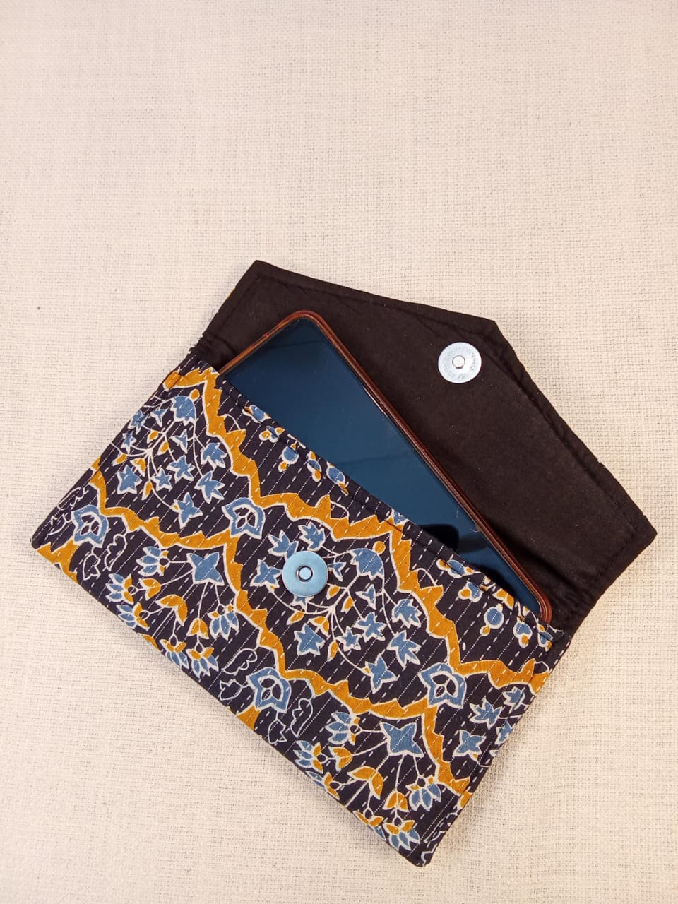 Floral Block Print Cotton Clutch